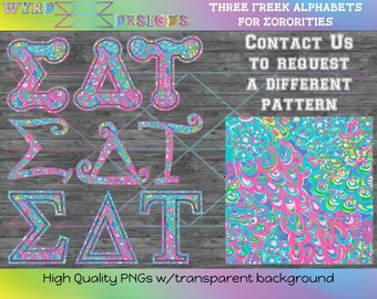 Lilly Pulitzer Inspired Sorority Alphabet, Sorority Alphabet PNG, Lilly Pulitzer, Digital Font, Sublimation Design, Printable Transfer