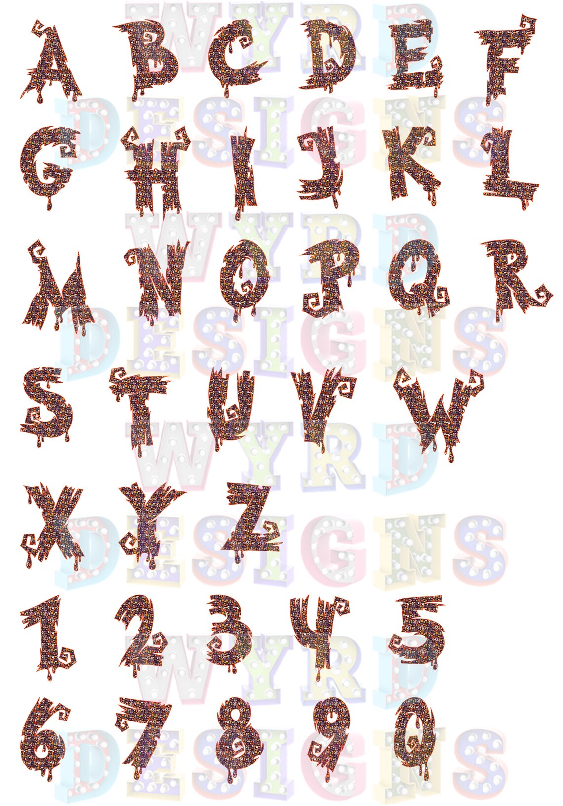 Halloween Themed Alphabet Font Halloween PNG Halloween | Etsy