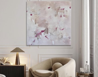 Cuadro abstracto en tonos beige: Arte mural minimalista escandinavo (90 x 90 cm).