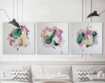 Abstract painting Simple artwork Abstract acrylic painting Minimalism painting Square canvas expressionist art Triptych 3 piece wall art