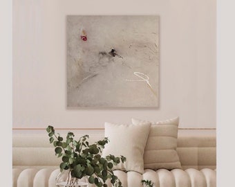Abstract Scandinavian Canvas Art: Neutral Minimalist Painting (24x24)