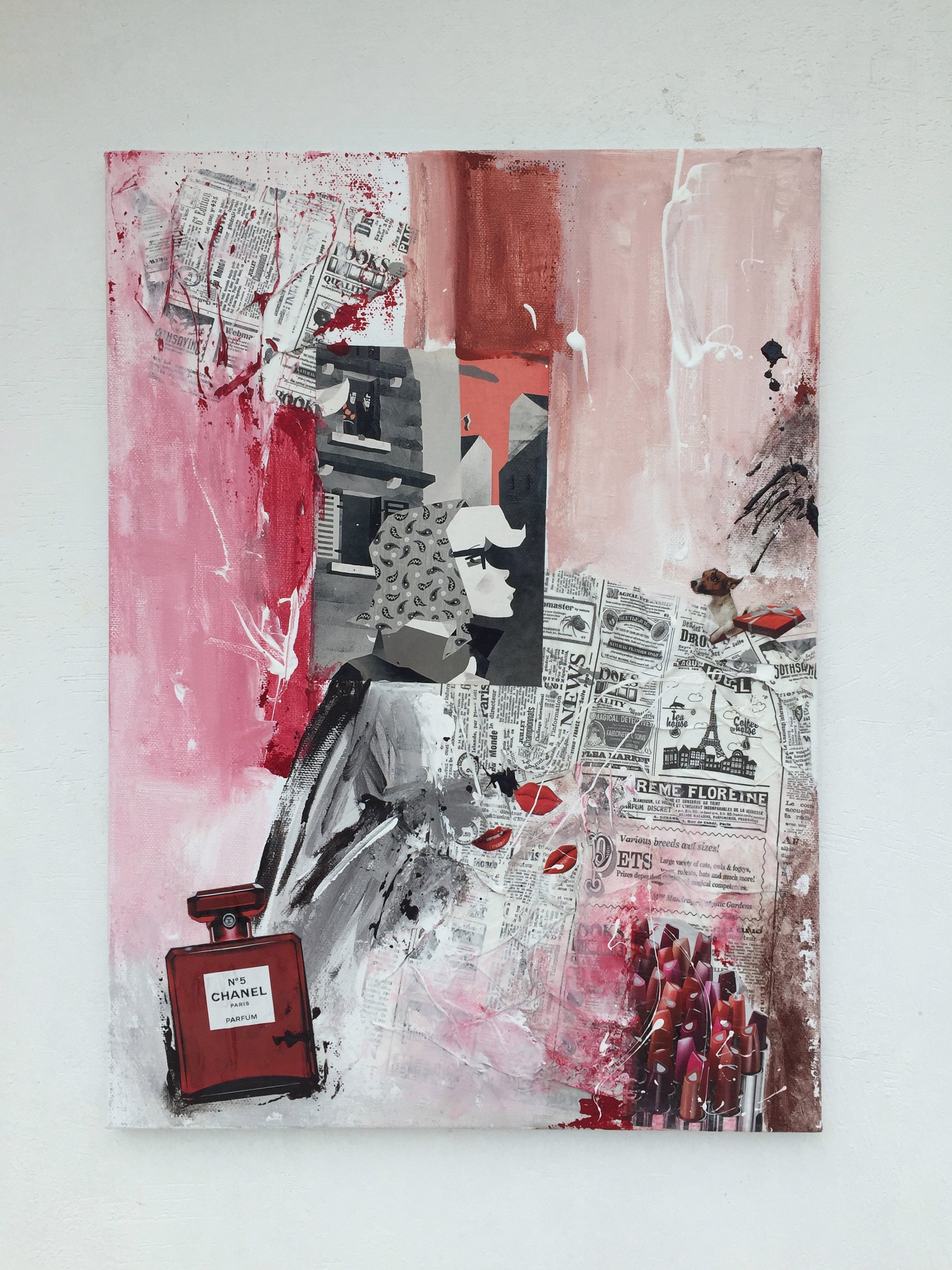 Abstract collage mix media art abstract paining acrylic Etsy