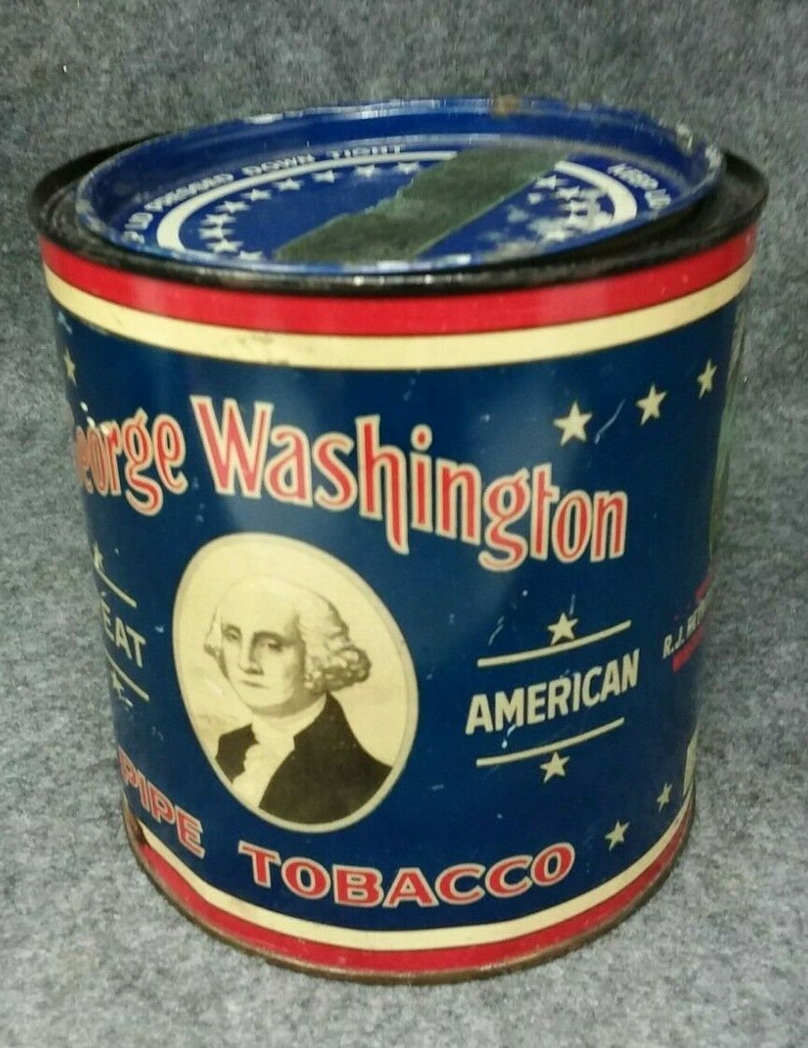 Early Washington Pipe Tobacco Round TIN R. J. Etsy