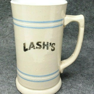 Antique LASH&#39;S ROOT Beer SODA Advertising Drinking Stoneware Mug