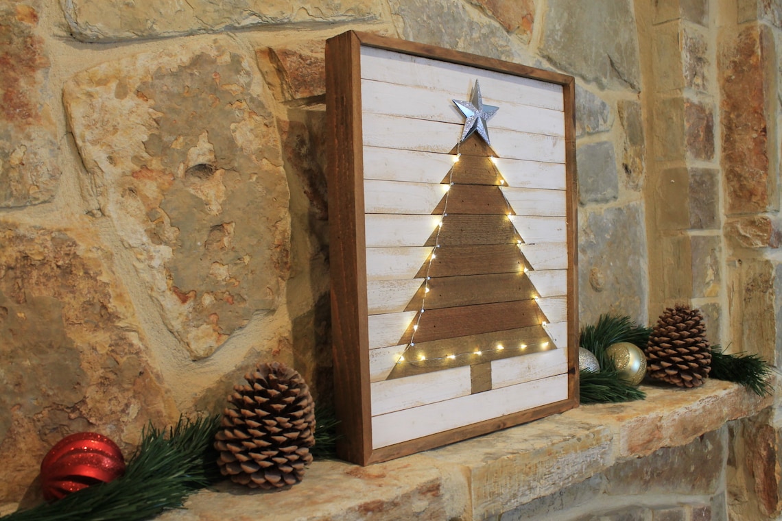 Christmas Wood Decor, Wood Wall Art, Christmas Tree Wall Art, Rustic