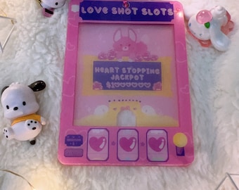 Acrylic Fox Love Shot Slot Machine Photocard Holder Keychain