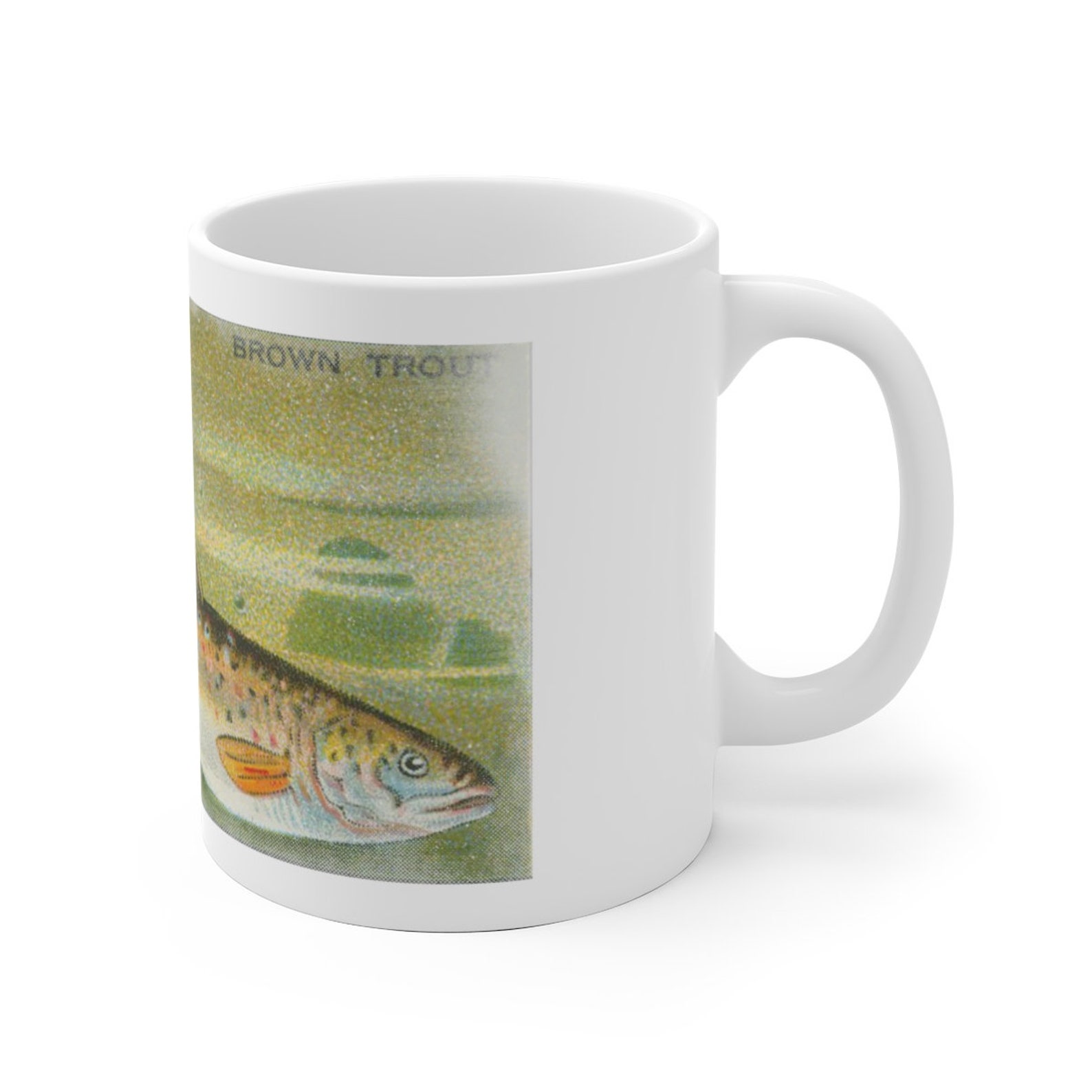 Brown Trout Fish Aquarium Trading Card Ilustraci n Taza De Etsy