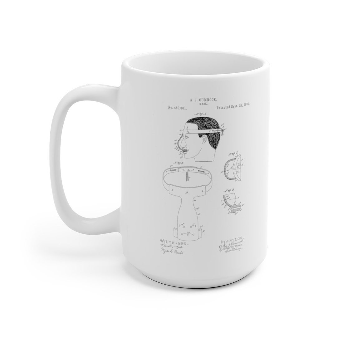 1891 Football Face Mask Nose Guard Patent Illustration Coffee Etsy