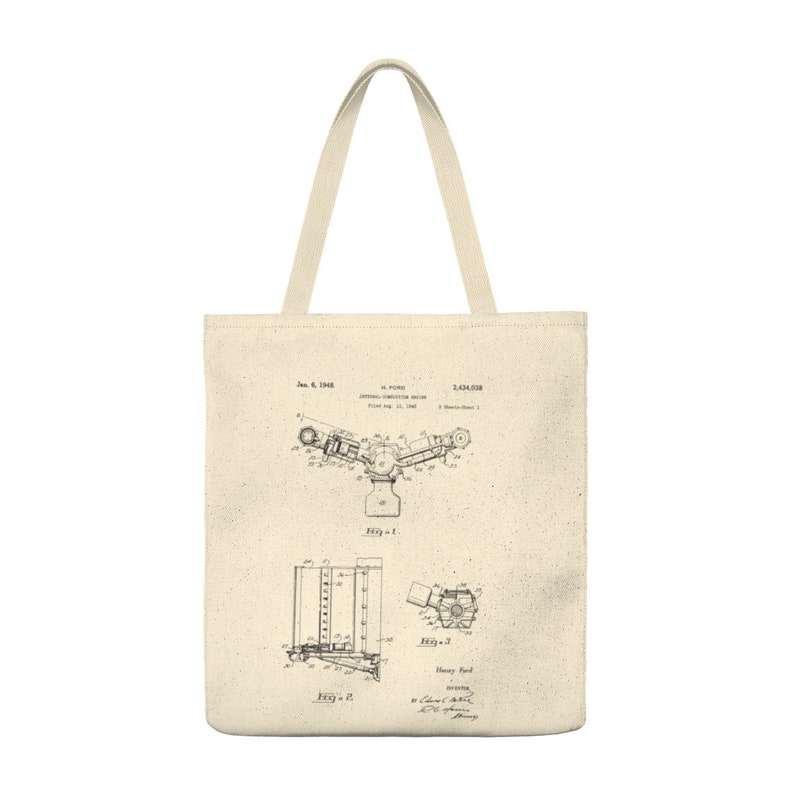 1948 Henry Ford Internal Combustion Engine Patent Illustration Canvas Totebag