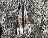 Native Powwow Style Dentalium Shell Dangle Shoulder Duster Pastel Spring Color Earrings