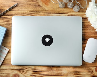 Diamond Logo Circle Macbook Decal Laptop Apple Logo Sticker (2 for 1)