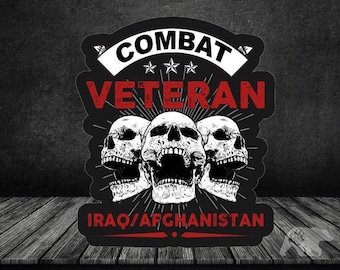 Combattimento Veterano Militare Adesivo Iraq Afghanistan Guerra Casco Auto Camion Laptop Skull Decal
