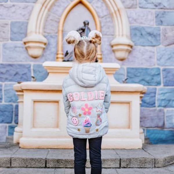 Girls Letter Patch Puffer Jacket | Name Patch Jacket | Toddler Girls Custom Jacket | Personalized Puffer Jacket, Girls Custom Jacket,