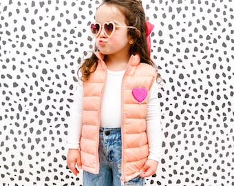 Girls Letter Jacket,Name Jacket, Custom Jacket, Personalized Puffer Vest, Custom Jacket, Girls Jacket, Puff Vest, Patch Jacket, Pink Jacket