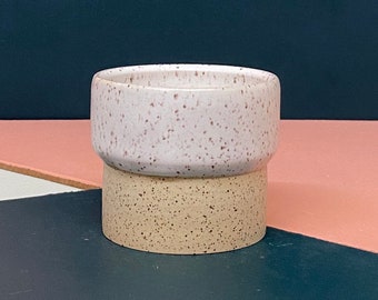 Minimal White and Beige Speckled Ceramic Espresso Cup 1