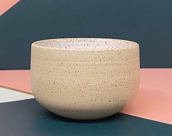 Chic Speckled White and Beige Ceramic Bowl