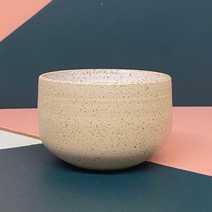 Chic Speckled White and Beige Ceramic Bowl