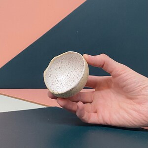 Mini Speckled White and Beige Ceramic Bowl image 3