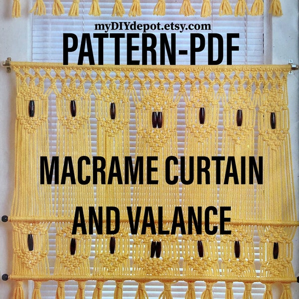 Vintage Macrame Curtain & Valance Pattern, PDF Only, Immediate Digital Delivery, DIY Crafts To Sell, Fast and Easy Boho Decor, Macrame Home