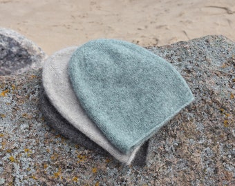 Soft alpaca beanie hat with silk. Lightweight warm alpaca beanie for any season. Click to choose your colour.