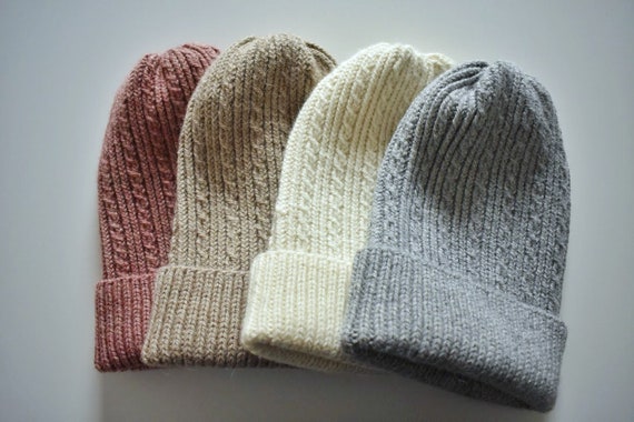 Alpaca wool Beanie Hat/Various Colours Inside/Handmade Wool Ladies Beanie/Warm Autumn Winter Beanie