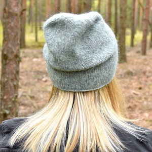 Soft alpaca beanie hat with silk. Lightweight warm alpaca beanie for any season. Click to choose your colour. image 5