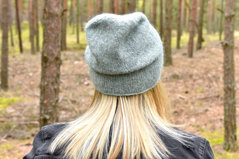 Soft alpaca beanie hat with silk. Lightweight warm alpaca beanie for any season. Click to choose your colour. image 5