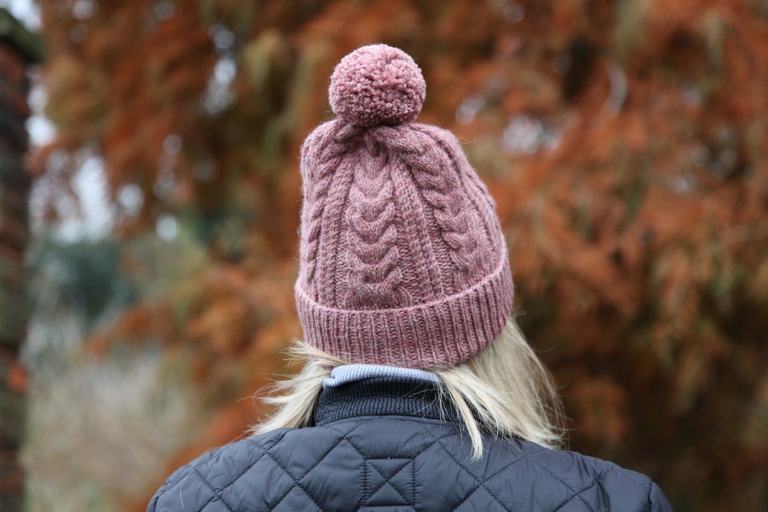 Ready to Ship. Wool Cable Knit Beanie Hat With Pom Pom. Gift  display picture 1