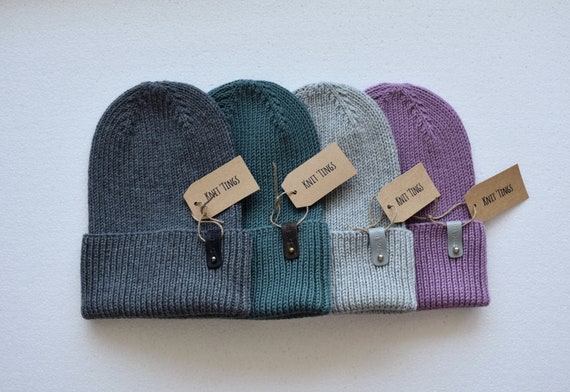 Merino wool ribbed beanie hat. Soft handmade fisherman cuffed beanie for men and women. Click for more colours. Ready to ship