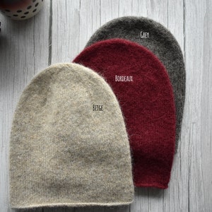 Soft alpaca beanie hat with silk. Lightweight warm alpaca beanie for any season. Click to choose your colour. image 4