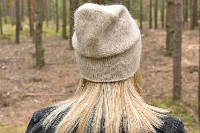 Soft alpaca beanie hat with silk. Lightweight warm alpaca beanie for any season. Click to choose your colour. image 7