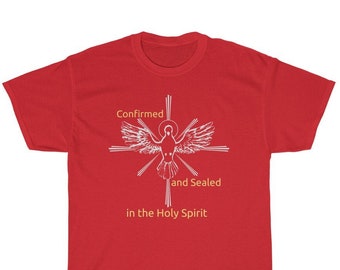 Catholic Confirmation Gift T-Shirt: Holy Spirit Dove, Unisex Cotton Tee