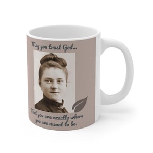 Catholic Saint Mug, St. Therese of Lisieux Image; Vintage Look; Saint Quote; Mug 11oz
