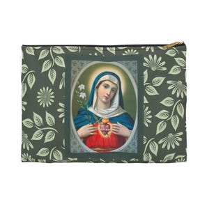Unbeflecktes Herz Marias Accessoire-Beutel, Rosenkranz-Tasche, Gebetskartenhalter, Reißverschlusstasche mit Vintage-Design