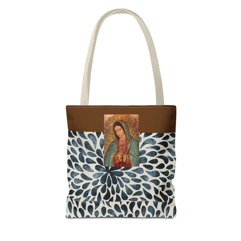 Vår Fru av Guadalupe-tygväska | Handmålad katolsk lookbook och resväska bild 2