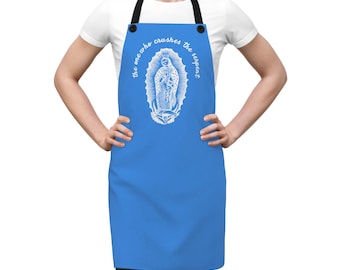 Our Lady of Guadalupe Apron: Blue Catholic Kitchenware Gift