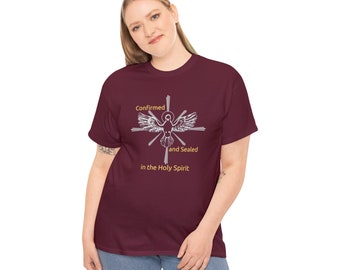 Catholic Confirmation T-Shirt: Holy Spirit Dove & Cross, Religious Gift