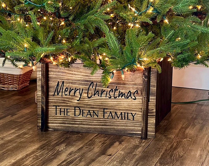 Rustic Custom Wooden Christmas Tree Collar Wooden Christmas Tree Box