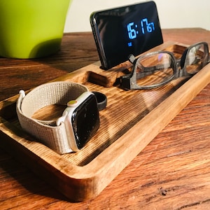 Custom Rustic wood phone iPhone | smartphone stand | wallet | key tray | home office | wood desk organizer | cell phone stand | Groomsmen