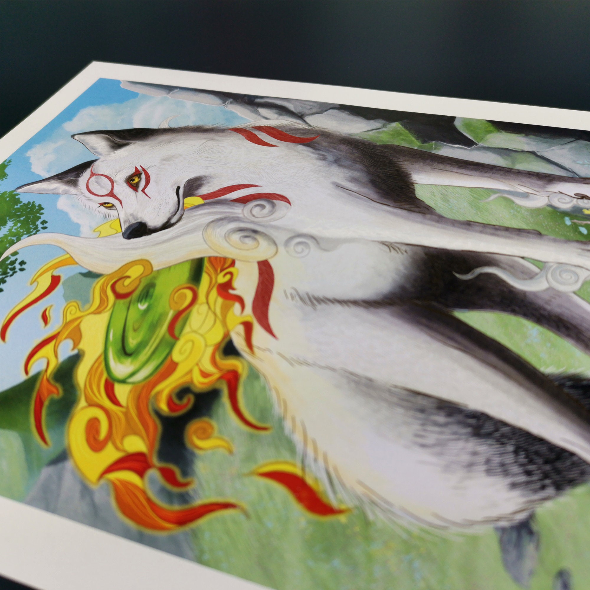 Okami Amaterasu Issun Jump | Art Board Print