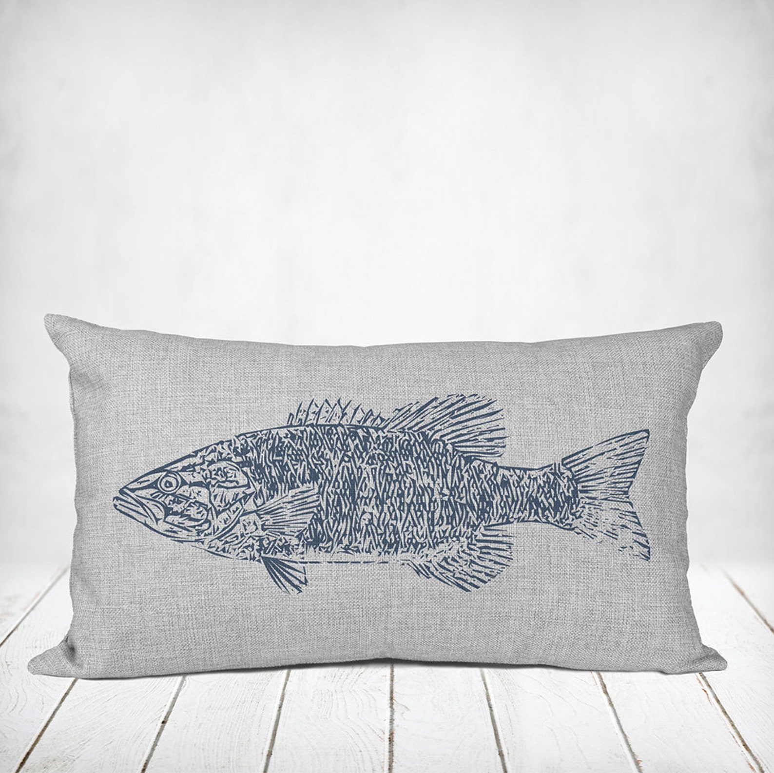Bass Fish Pillows Lumbar Throw Lakehousenautical Decor & Etsy