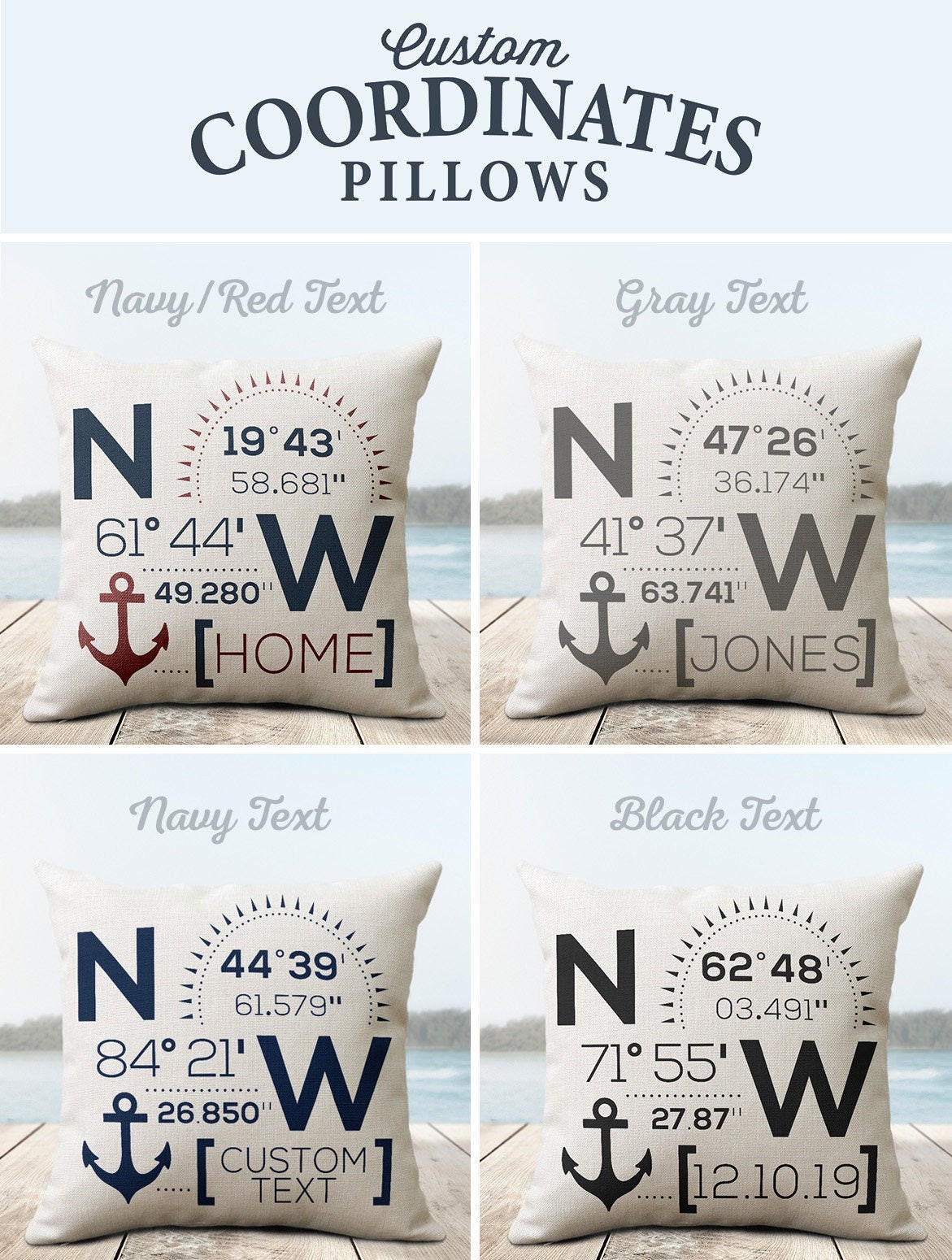 Fennco Styles Nautical Design Decorative Throw Pillow - Navy Blue Cotton  Coastal Pillow for Home, Couch, Living Room, Bedroom, Beach House Décor