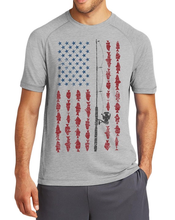 Fishing Shirt for Men, American Flag Vintage Fishing Rod & Fish Patriotic T- shirt, Fishing Gifts for Dad, Boyfriend, Tshirts, Fishing Gifts -   Canada