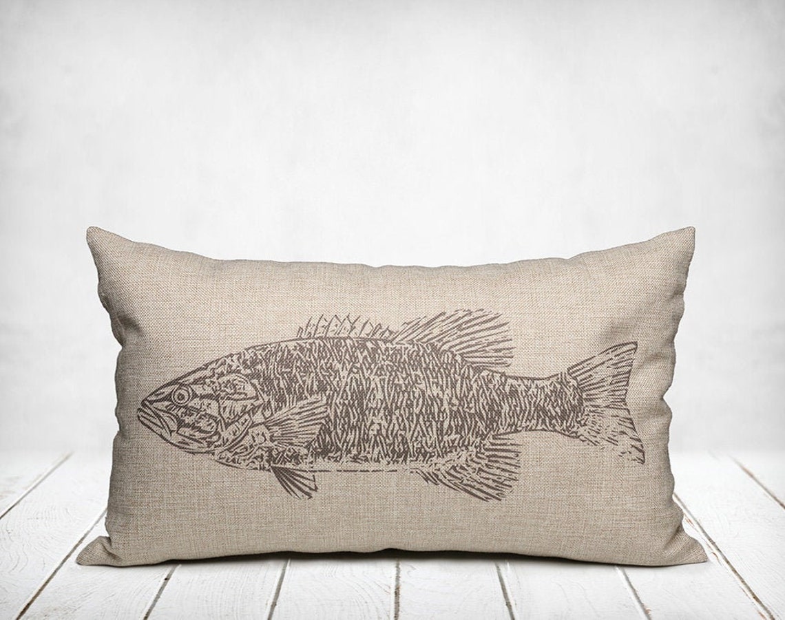 Bass Fish Pillows Lumbar Throw Lakehousenautical Decor & Etsy