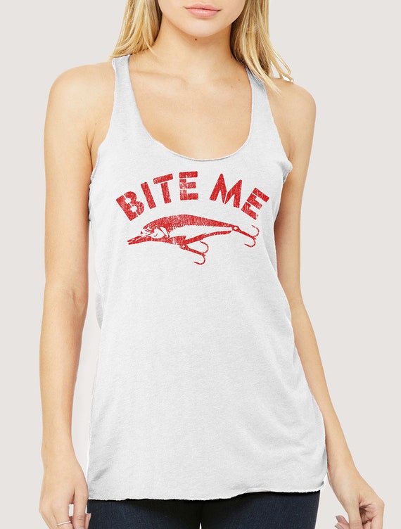 Bite Me Fishing Fish Lure Womens Fashion Short-Sleeved T-Shirt 