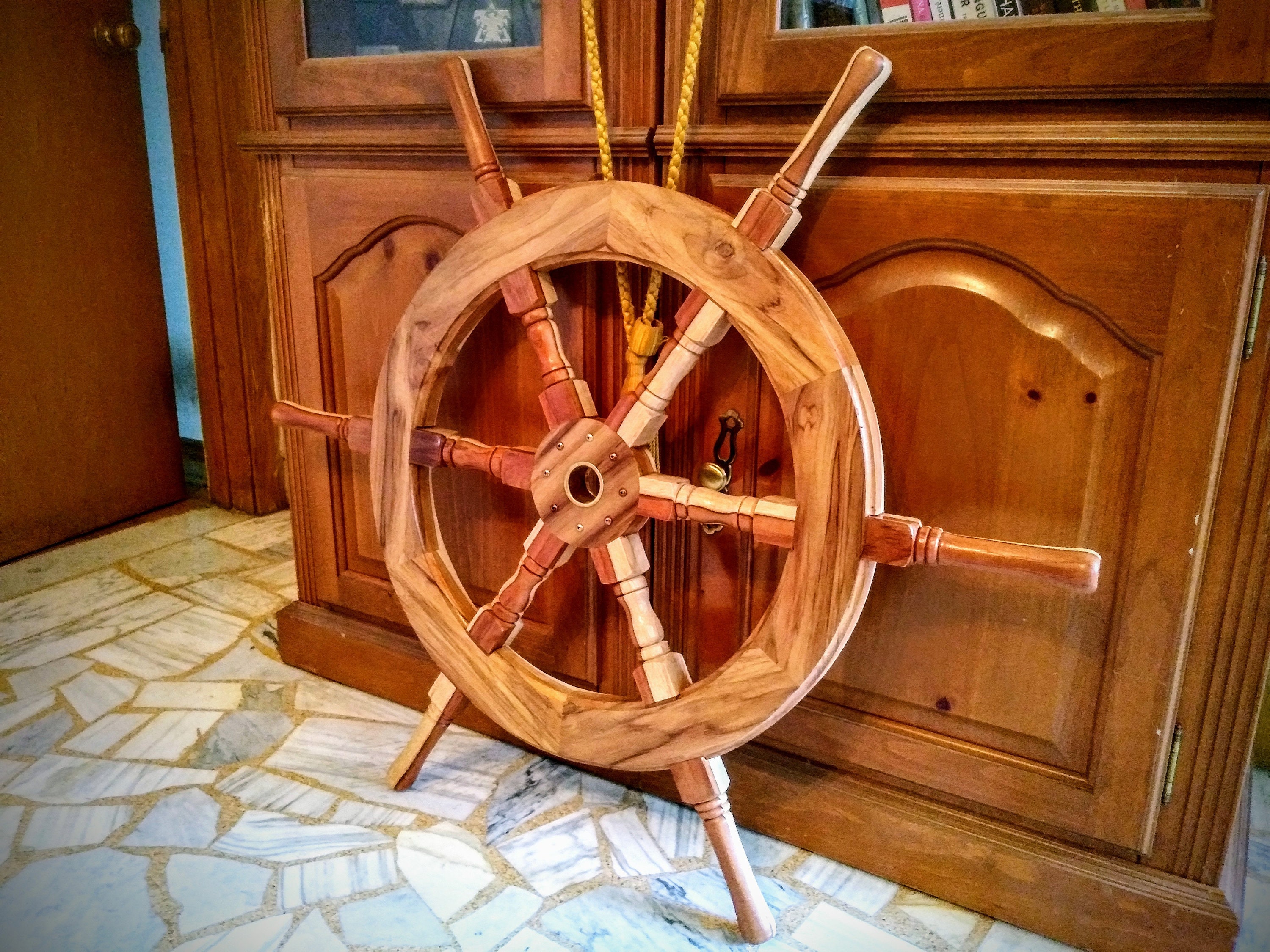SOLD Handmade Wooden Ship Steering Wheel Teak Boat Wheel Etsy Polska