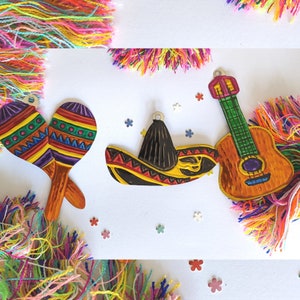 Conjunto de decoraciones colgantes de pared de fiesta mexicana hechas a mano, guirnalda de metal, decoración de pared, decoraciones de fiesta