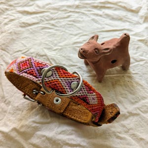 Leather dog collar handmade woven dog collar