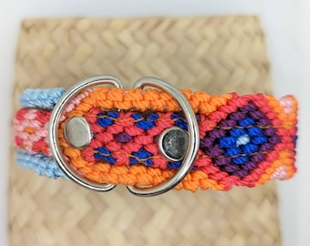 Handmade Woven Dog Collar-Extra small 30 cm-Embroidered Artisan Leather, Mexican Gift