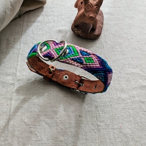 Handmade Leather Dog Collar: Woven Boho Style